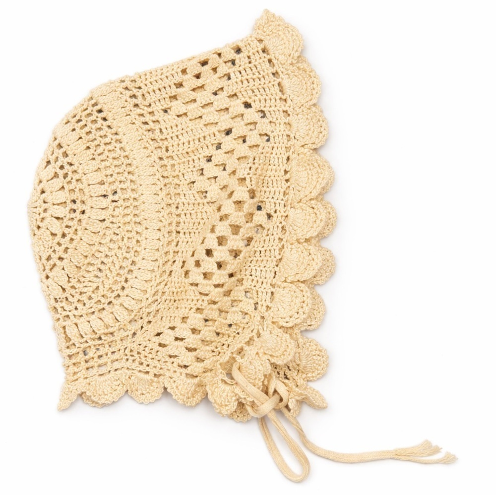 Cream Crochet Baby Bonnet